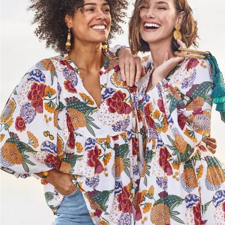 Roberta Roller Rabbit Cheri Floral Sasoka Blouse Top Size Xs